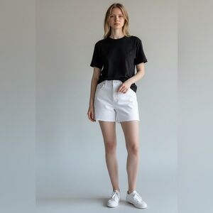 Zara White Jean Shorts High-Waisted